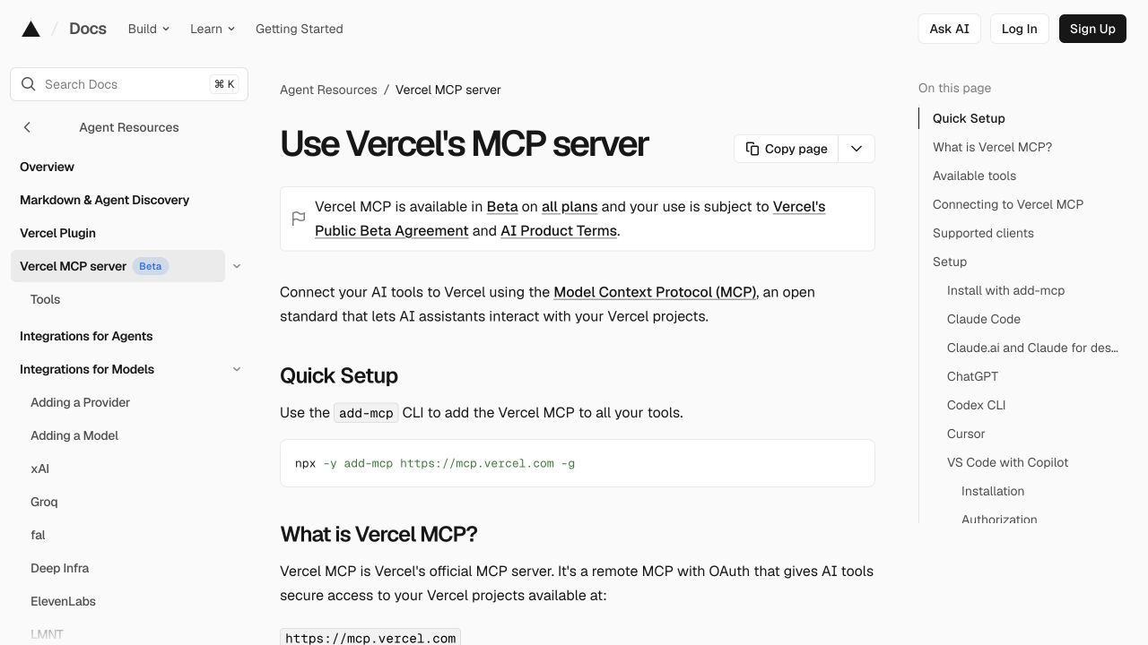 Vercel MCP official brand preview