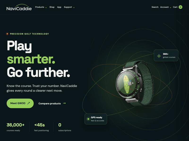 NaviCaddie homepage: Play smarter. Go further.
